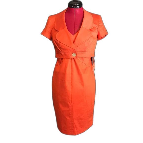 Nine West Jacket Dress Women's Petite Size 4P Burnt Orange 2-Piece Set NWT - Picture 1 of 15